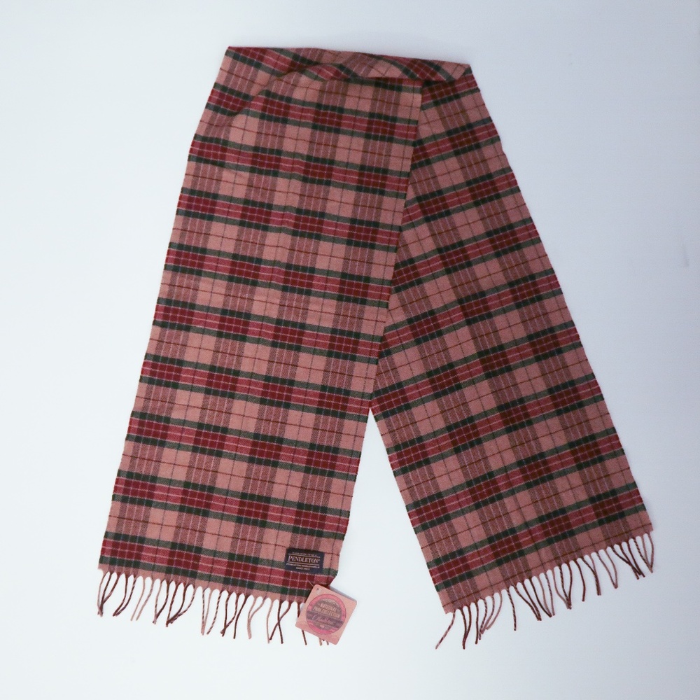 NWT Pendleton wool classic vintage tan brown plaid neck scarf w/ tags retail $80